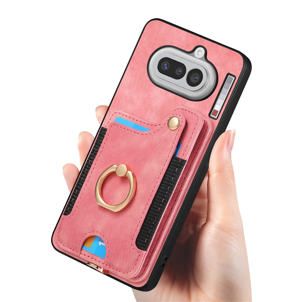 Til Nothing Phone (4a) Retro PU lædercover telefoncover med RFID-blokerende kortholder / Ringholder