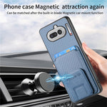 Til Nothing Phone (4a) Etui Kortholder Kulfibertekstur Læderbelagt TPU Telefoncover
