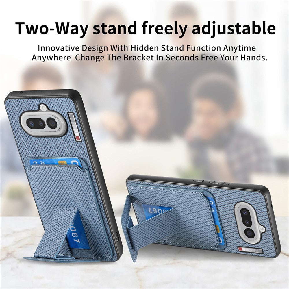 Til Nothing Phone (4a) Etui Kortholder Kulfibertekstur Læderbelagt TPU Telefoncover