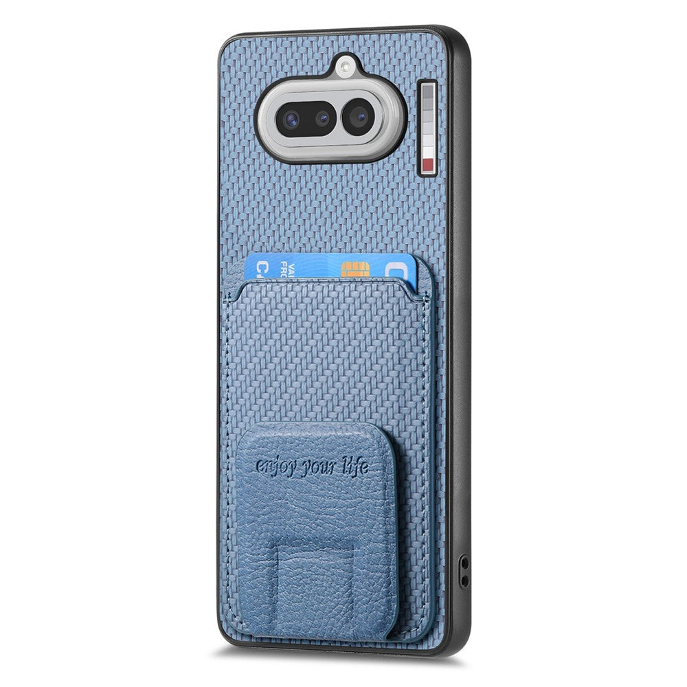 Til Nothing Phone (4a) Etui Kortholder Kulfibertekstur Læderbelagt TPU Telefoncover