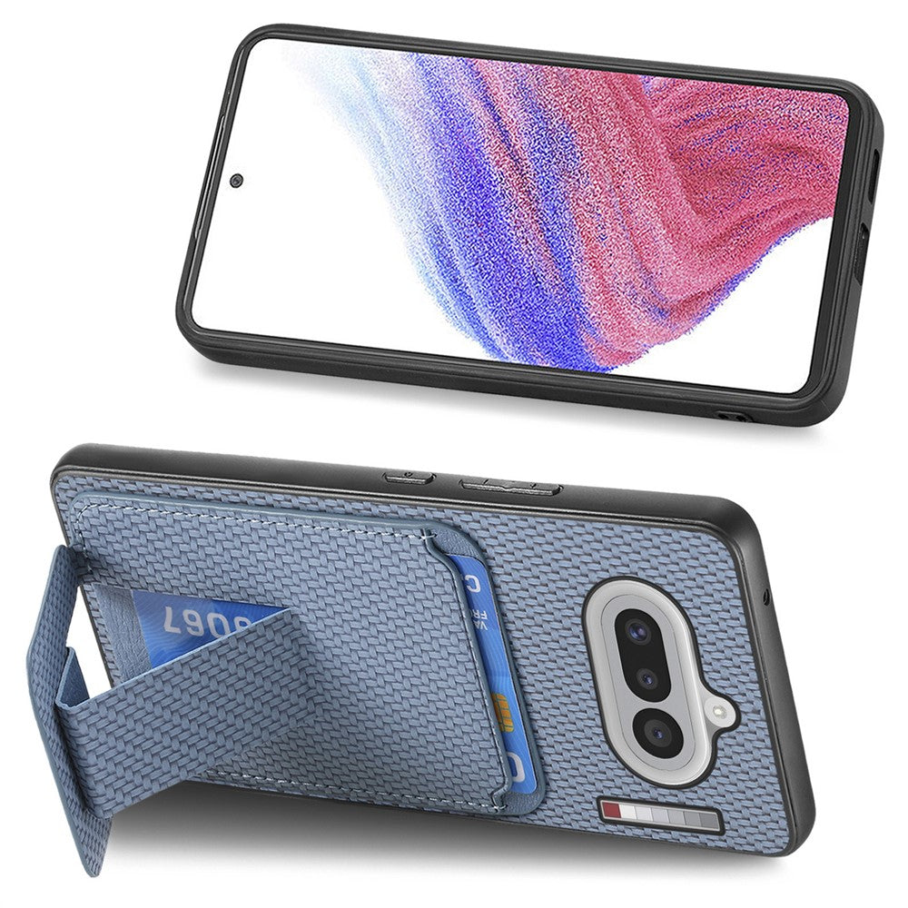 Til Nothing Phone (4a) Etui Kortholder Kulfibertekstur Læderbelagt TPU Telefoncover