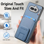 Til Nothing Phone (4a) Etui Kortholder Kulfibertekstur Læderbelagt TPU Telefoncover