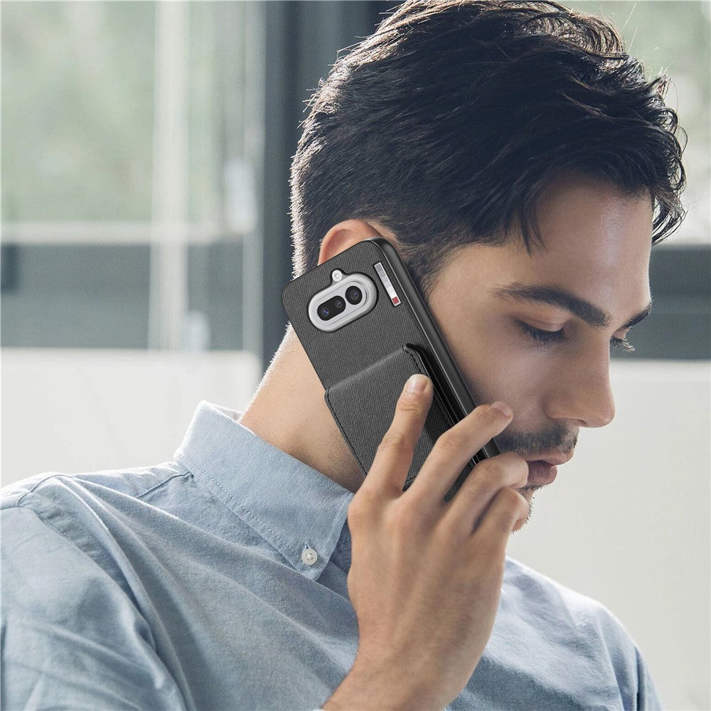 For Nothing Phone (4a) Case Cloth Texture Leather + PC + TPU Cover with RFID Blocking Card Holder