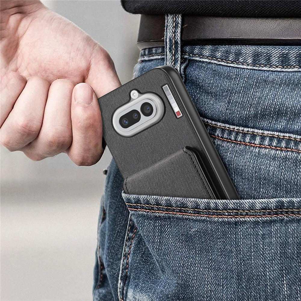 For Nothing Phone (4a) Case Cloth Texture Leather + PC + TPU Cover with RFID Blocking Card Holder