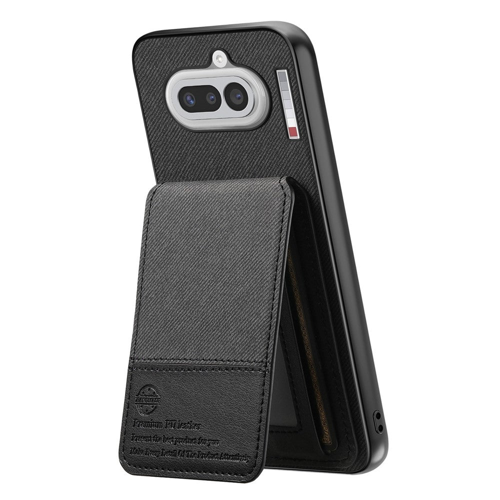 For Nothing Phone (4a) Case Cloth Texture Leather + PC + TPU Cover with RFID Blocking Card Holder
