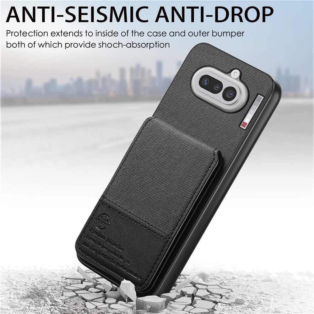 For Nothing Phone (4a) Case Cloth Texture Leather + PC + TPU Cover with RFID Blocking Card Holder