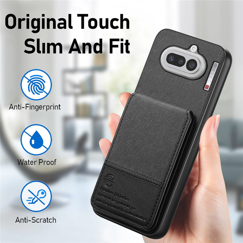 For Nothing Phone (4a) Case Cloth Texture Leather + PC + TPU Cover with RFID Blocking Card Holder