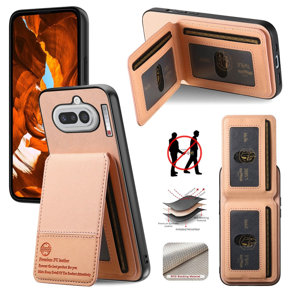 For Nothing Phone (4a) Case Cloth Texture Leather + PC + TPU Cover with RFID Blocking Card Holder
