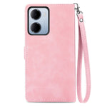 For Xiaomi Redmi 15a 5G Zipper Wallet Case with Strap Flower Imprint PU Leather Phone Cover