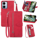 For Xiaomi Redmi 15a 5G Zipper Wallet Case with Strap Flower Imprint PU Leather Phone Cover