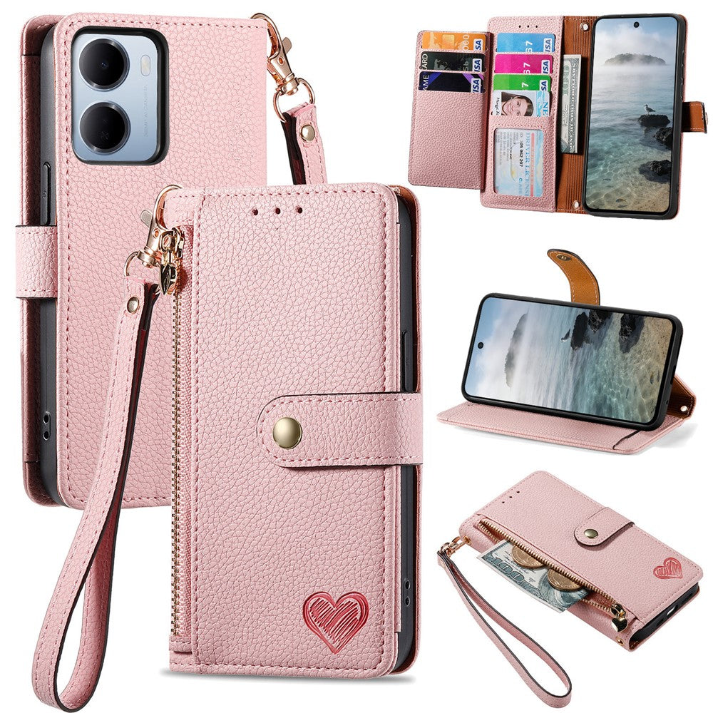 For Xiaomi Redmi 15a 5G Case RFID Blocking Zipper Pocket Leather Wallet Phone Cover with Strap