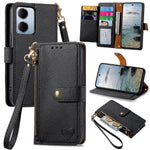 For Xiaomi Redmi 15a 5G Case RFID Blocking Zipper Pocket Leather Wallet Phone Cover with Strap