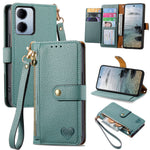 For Xiaomi Redmi 15a 5G Case RFID Blocking Zipper Pocket Leather Wallet Phone Cover with Strap