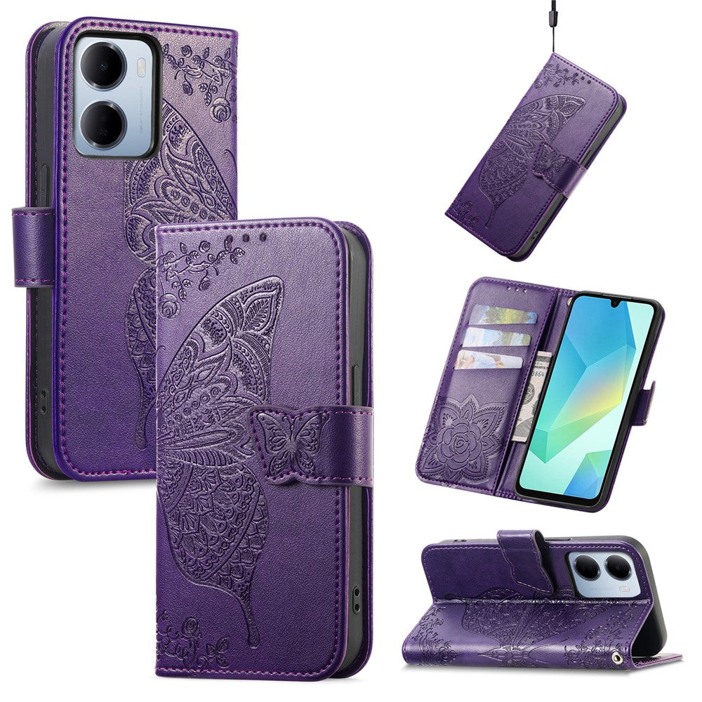 For Xiaomi Redmi 15a 5G Case with Strap Butterfly Pattern PU Leather Wallet Phone Cover