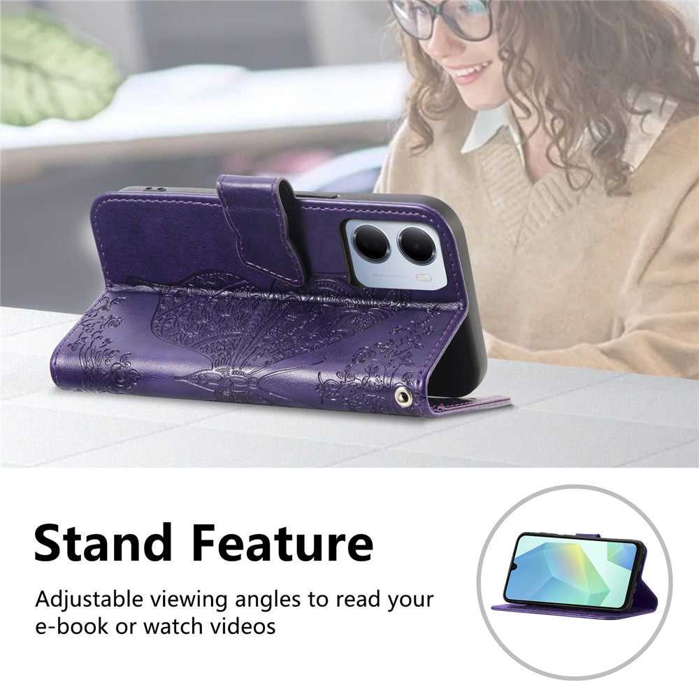 For Xiaomi Redmi 15a 5G Case with Strap Butterfly Pattern PU Leather Wallet Phone Cover