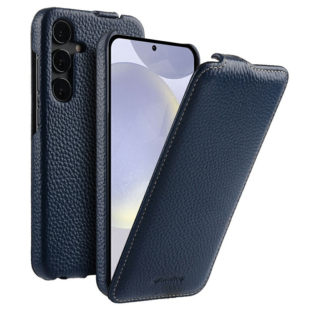 MELKCO til Samsung Galaxy S26+ Magnetisk etui Lodret flip ægte okselæder + PC-telefoncover