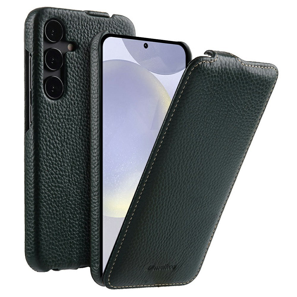 MELKCO til Samsung Galaxy S26+ Magnetisk etui Lodret flip ægte okselæder + PC-telefoncover