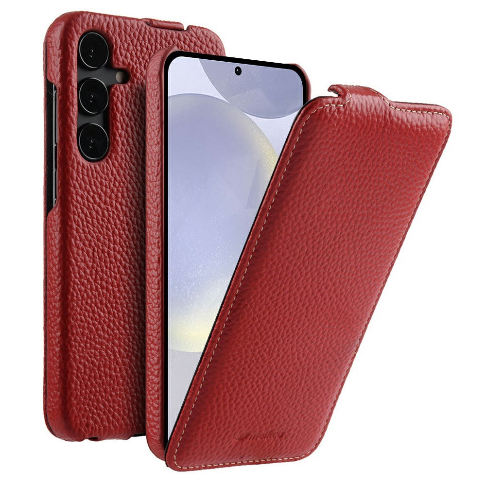MELKCO til Samsung Galaxy S26+ Magnetisk etui Lodret flip ægte okselæder + PC-telefoncover