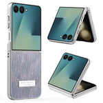 Til Samsung Galaxy Z Flip7 5G-cover Elektroplettering Bølgetekstur Læder + PC Sammenklappelig telefoncover