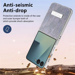 Til Samsung Galaxy Z Flip7 5G-cover Elektroplettering Bølgetekstur Læder + PC Sammenklappelig telefoncover
