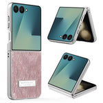 Til Samsung Galaxy Z Flip7 5G-cover Elektroplettering Bølgetekstur Læder + PC Sammenklappelig telefoncover