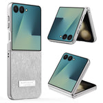 Til Samsung Galaxy Z Flip7 5G-cover Elektroplettering Bølgetekstur Læder + PC Sammenklappelig telefoncover