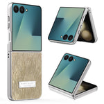 Til Samsung Galaxy Z Flip7 5G-cover Elektroplettering Bølgetekstur Læder + PC Sammenklappelig telefoncover