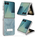 Til Samsung Galaxy Z Flip7 5G-cover Elektroplettering Bølgetekstur Læder + PC Sammenklappelig telefoncover
