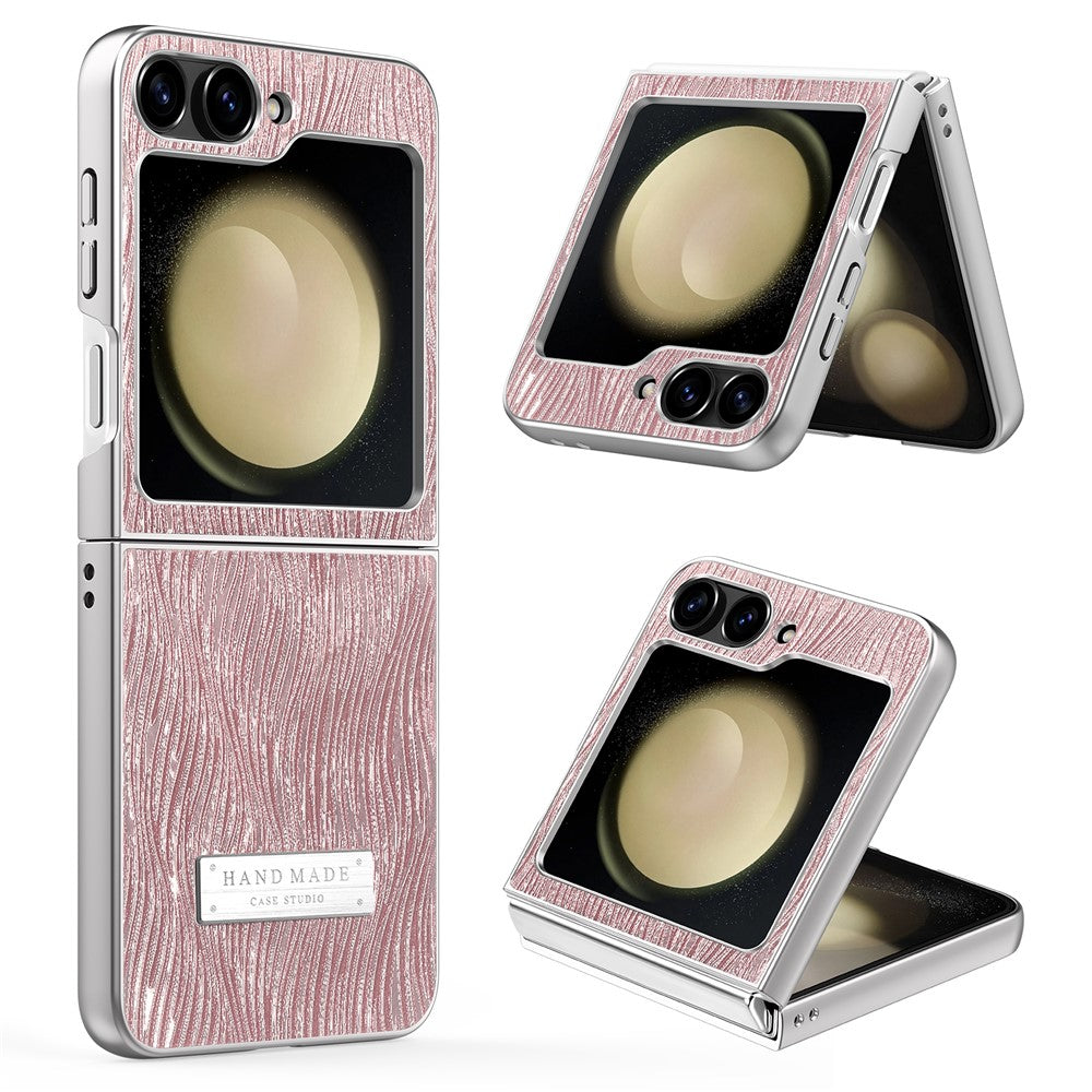Til Samsung Galaxy Z Flip5 5G Cover Galvaniseret Bølge Tekstur Læder + PC Sammenklappeligt Telefoncover