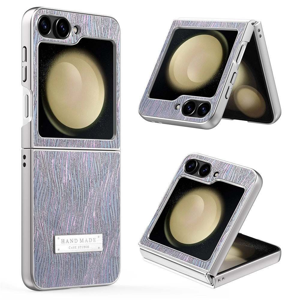 For Samsung Galaxy Z Flip7 FE 5G / Z Flip6 5G Case Electroplating Wave Texture Leather + PC Folding Phone Cover