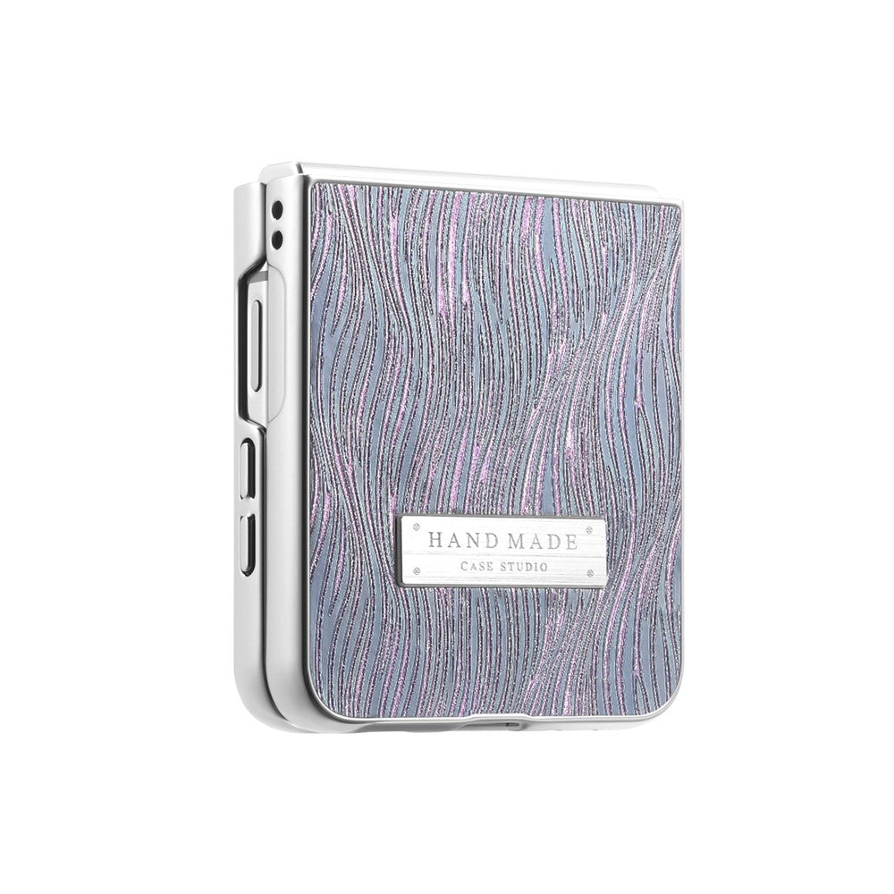 For Samsung Galaxy Z Flip7 FE 5G / Z Flip6 5G Case Electroplating Wave Texture Leather + PC Folding Phone Cover