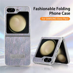 For Samsung Galaxy Z Flip7 FE 5G / Z Flip6 5G Case Electroplating Wave Texture Leather + PC Folding Phone Cover