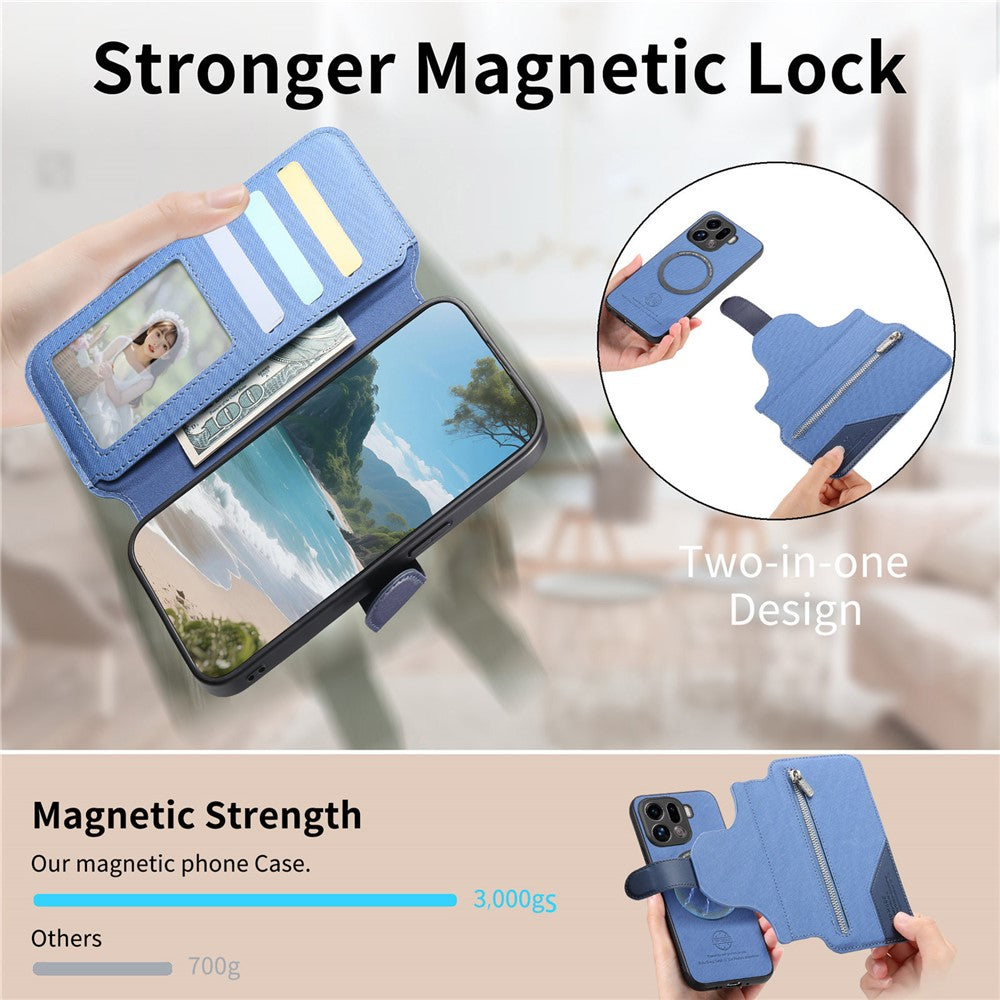 For Oppo Find X9 Pro 5G Magnetic Case RFID Blocking Detachable Wallet Stand Cloth Texture Leather Phone Cover