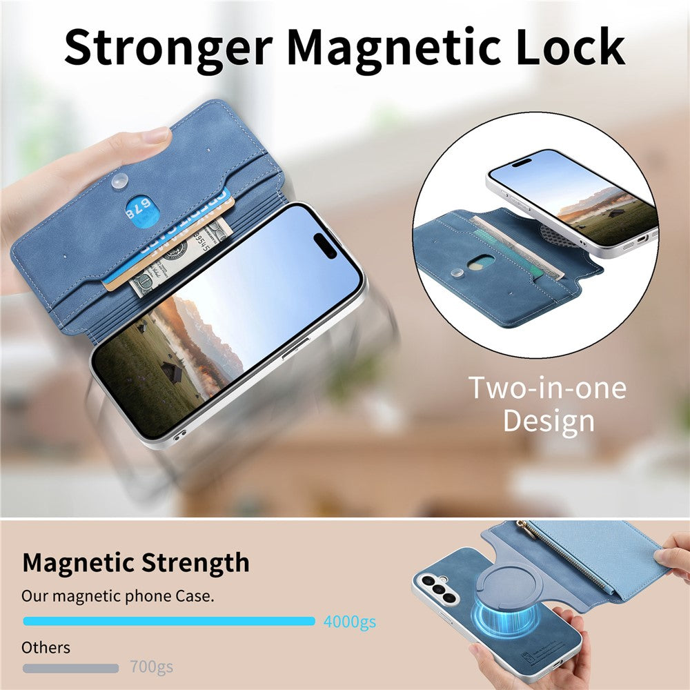 Til Samsung Galaxy A37 5G Læderetui Kryds Tekstur Aftagelig Magnetisk Telefon Cover Pung Stand