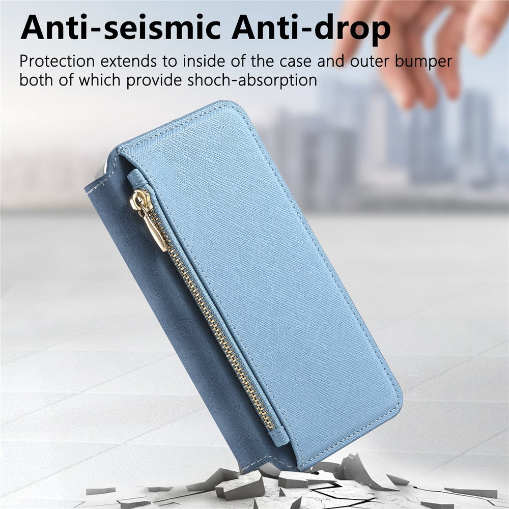 Til Samsung Galaxy A37 5G Læderetui Kryds Tekstur Aftagelig Magnetisk Telefon Cover Pung Stand