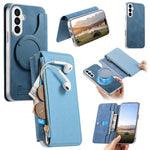 For Samsung Galaxy A27 5G Leather Case Cross Texture Detachable Magnetic Phone Cover Wallet Stand