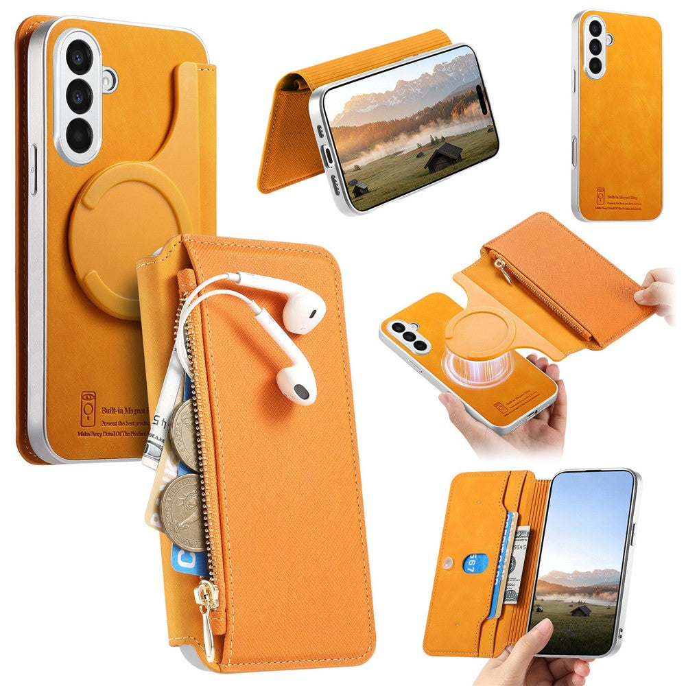 For Samsung Galaxy A27 5G Leather Case Cross Texture Detachable Magnetic Phone Cover Wallet Stand