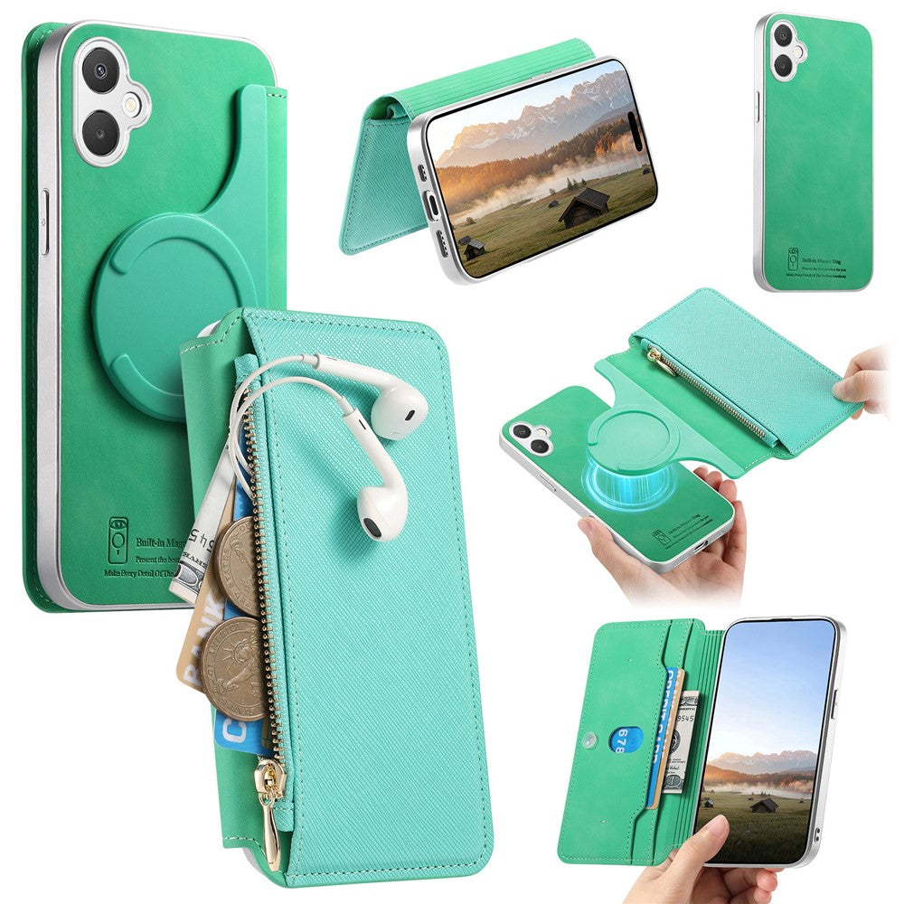 Til Samsung Galaxy A08 5G / A08 4G / A07 4G Lædercover, Krydsstruktur, Aftageligt Magnetisk Telefoncover, Pungstativ