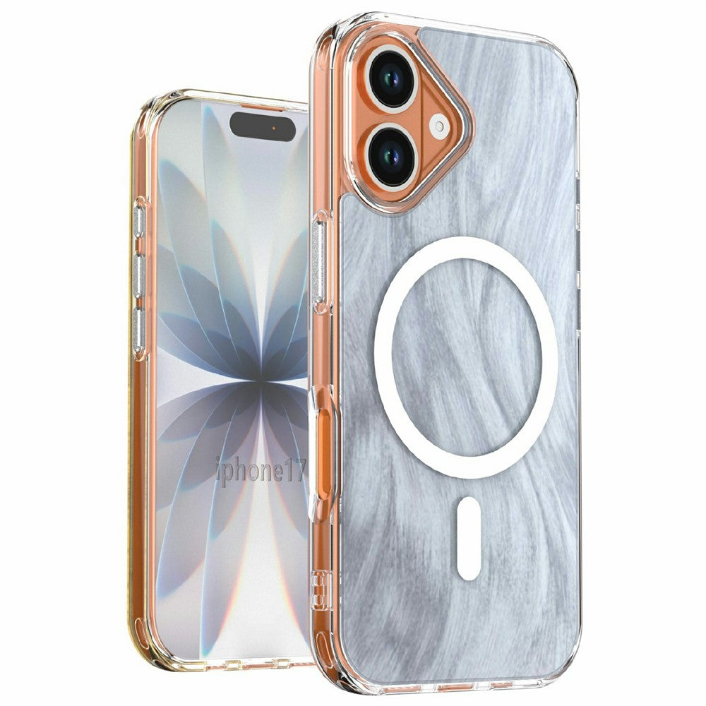 For iPhone 17 Magnetic Case Foxtail Pattern TPU + Acrylic Shockproof Phone Cover