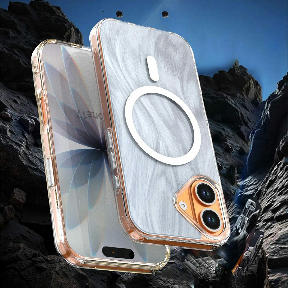 For iPhone 17 Magnetic Case Foxtail Pattern TPU + Acrylic Shockproof Phone Cover