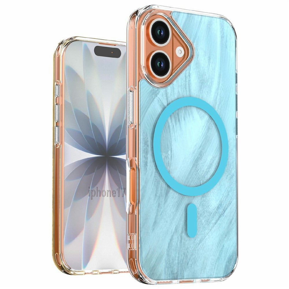 For iPhone 17 Magnetic Case Foxtail Pattern TPU + Acrylic Shockproof Phone Cover