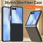 For Samsung Galaxy Z Flip8 Case Leather + PC Hard Phone Cover Carbon Fiber Texture