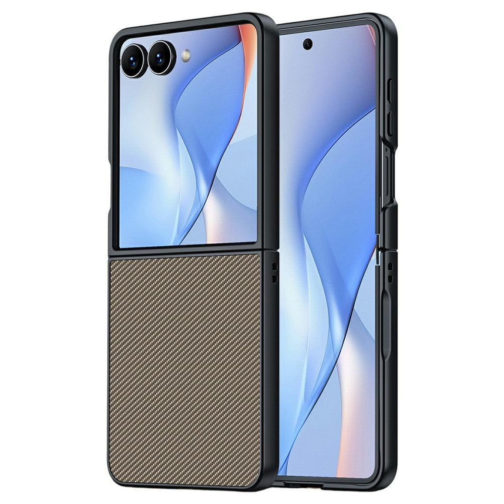 For Samsung Galaxy Z Flip8 Case Leather + PC Hard Phone Cover Carbon Fiber Texture