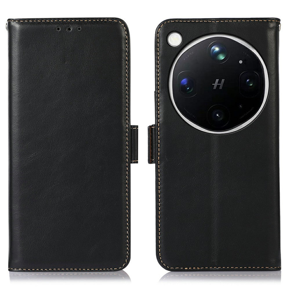 For Oppo Find X9 Ultra 5G Case RFID Blocking Genuine Cow Leather Wallet Phone Cover
