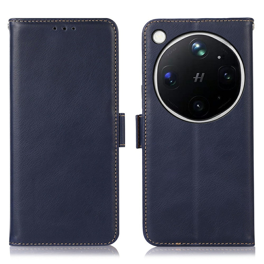 For Oppo Find X9 Ultra 5G Case RFID Blocking Genuine Cow Leather Wallet Phone Cover