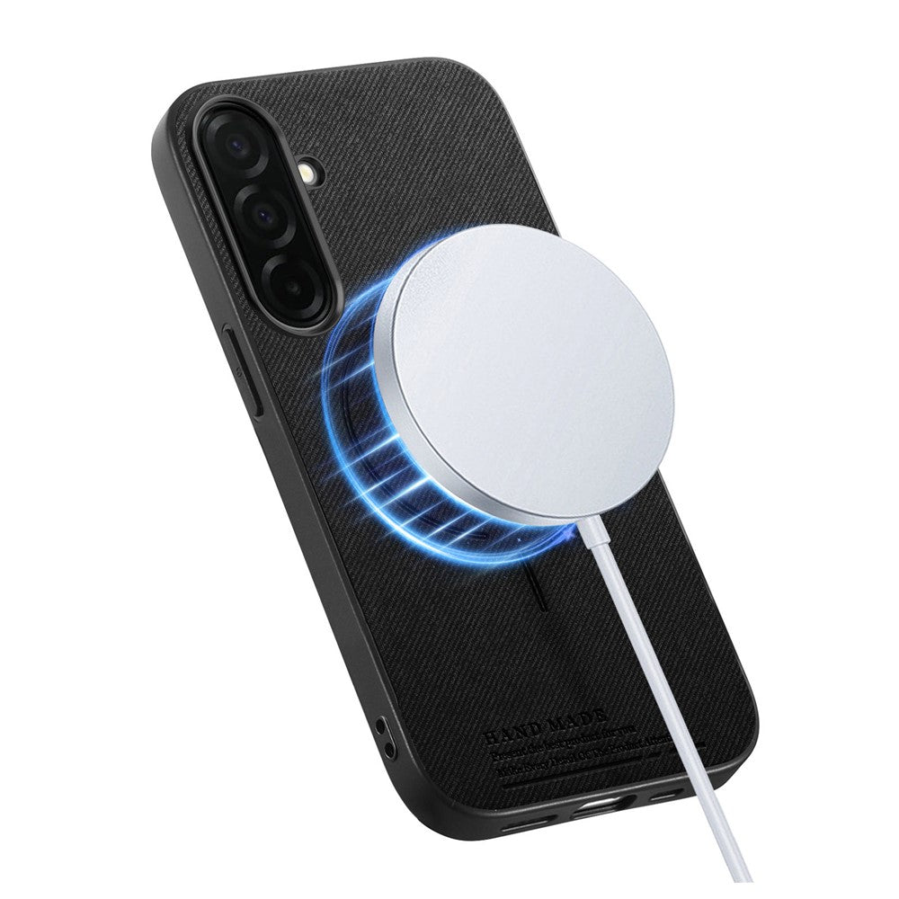 For Samsung Galaxy A27 5G Magnetic Case Cloth Texture PC + TPU + PU Leather Anti-Scratch Phone Cover