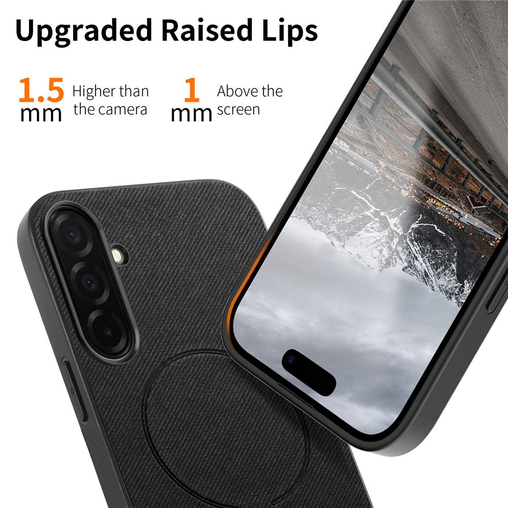 For Samsung Galaxy A27 5G Magnetic Case Cloth Texture PC + TPU + PU Leather Anti-Scratch Phone Cover