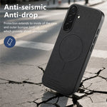 For Samsung Galaxy A27 5G Magnetic Case Cloth Texture PC + TPU + PU Leather Anti-Scratch Phone Cover