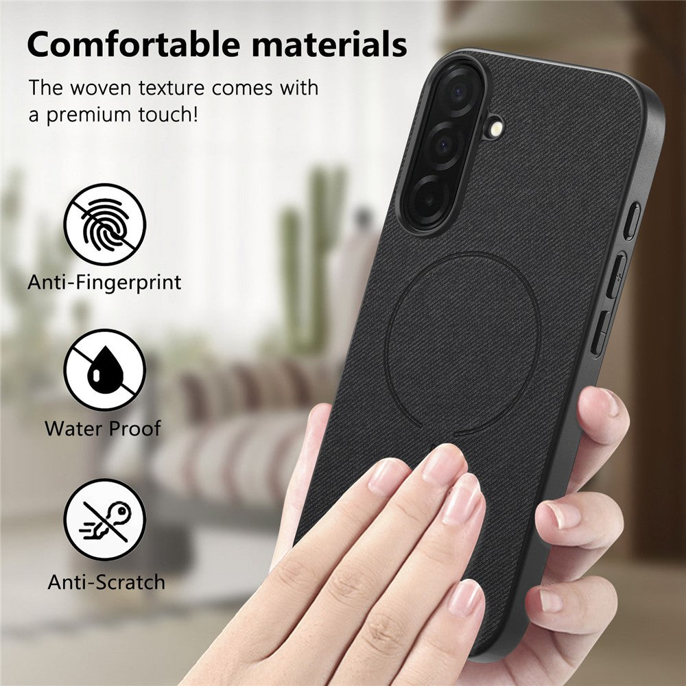 For Samsung Galaxy A27 5G Magnetic Case Cloth Texture PC + TPU + PU Leather Anti-Scratch Phone Cover