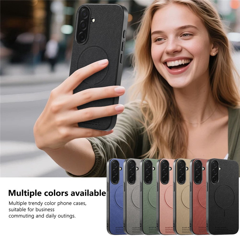 For Samsung Galaxy A27 5G Magnetic Case Cloth Texture PC + TPU + PU Leather Anti-Scratch Phone Cover